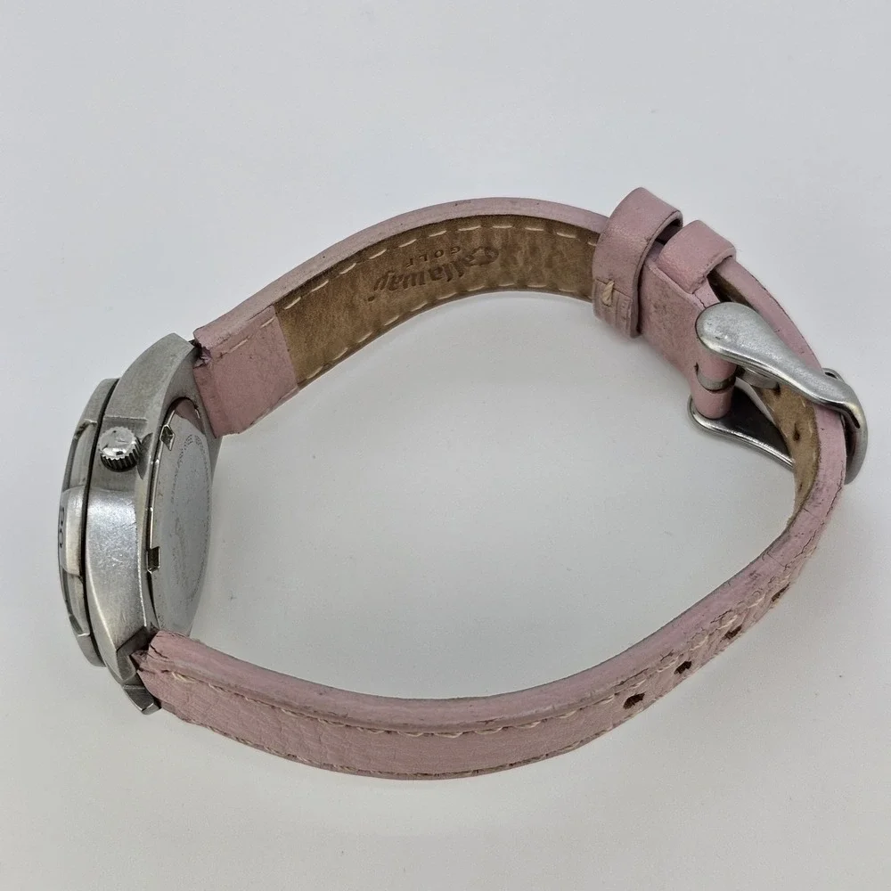 Callaway Golf Watch Women's 28MM Pink Dial Date Pink Leather Bands New Battery‎
